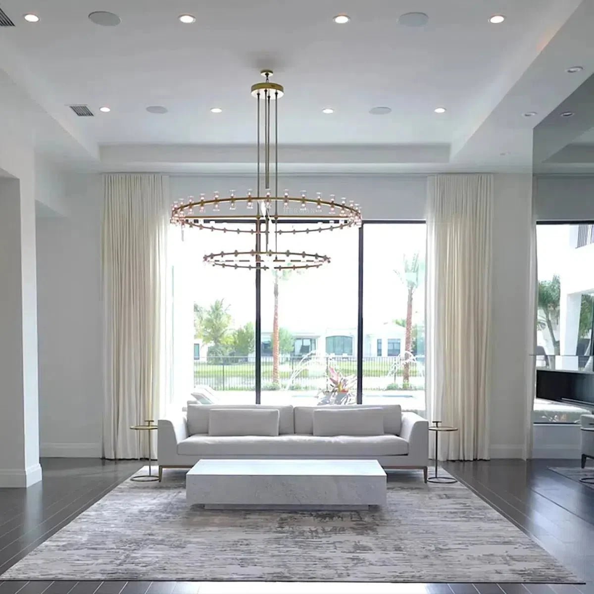 Arcachen Crystal 2-Tier Round Chandelier 60" - GILDLAMPS
