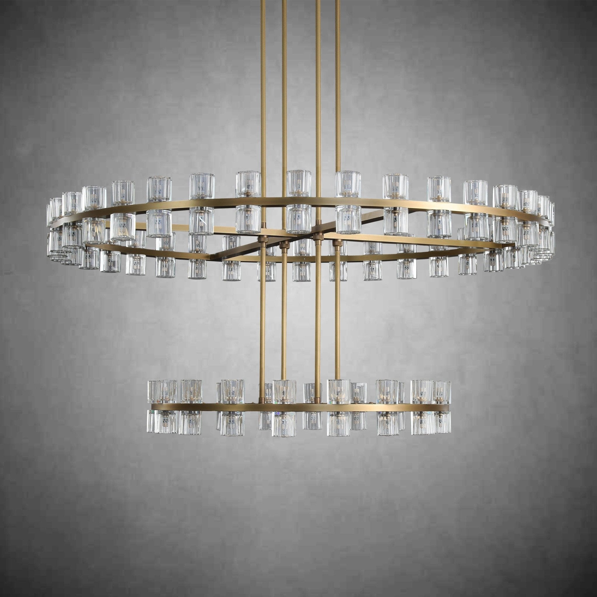 Arcachen Crystal 2-Tier Round Chandelier 60" - GILDLAMPS