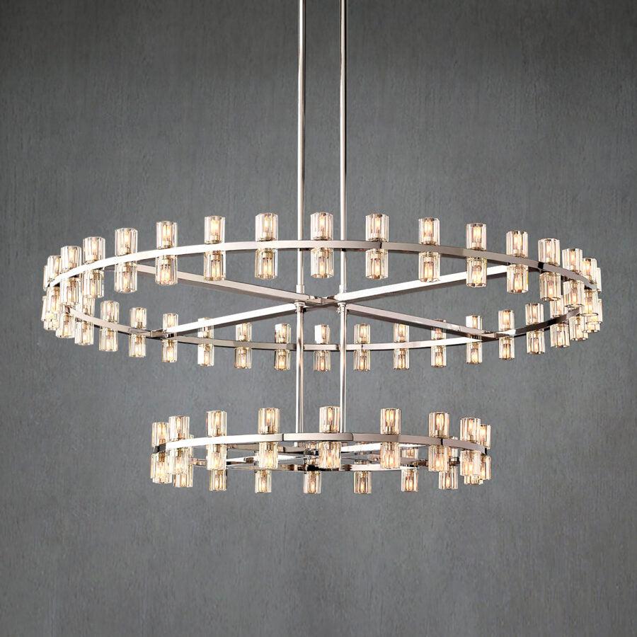 Arcachen Crystal 2-Tier Round Chandelier 60" - GILDLAMPS