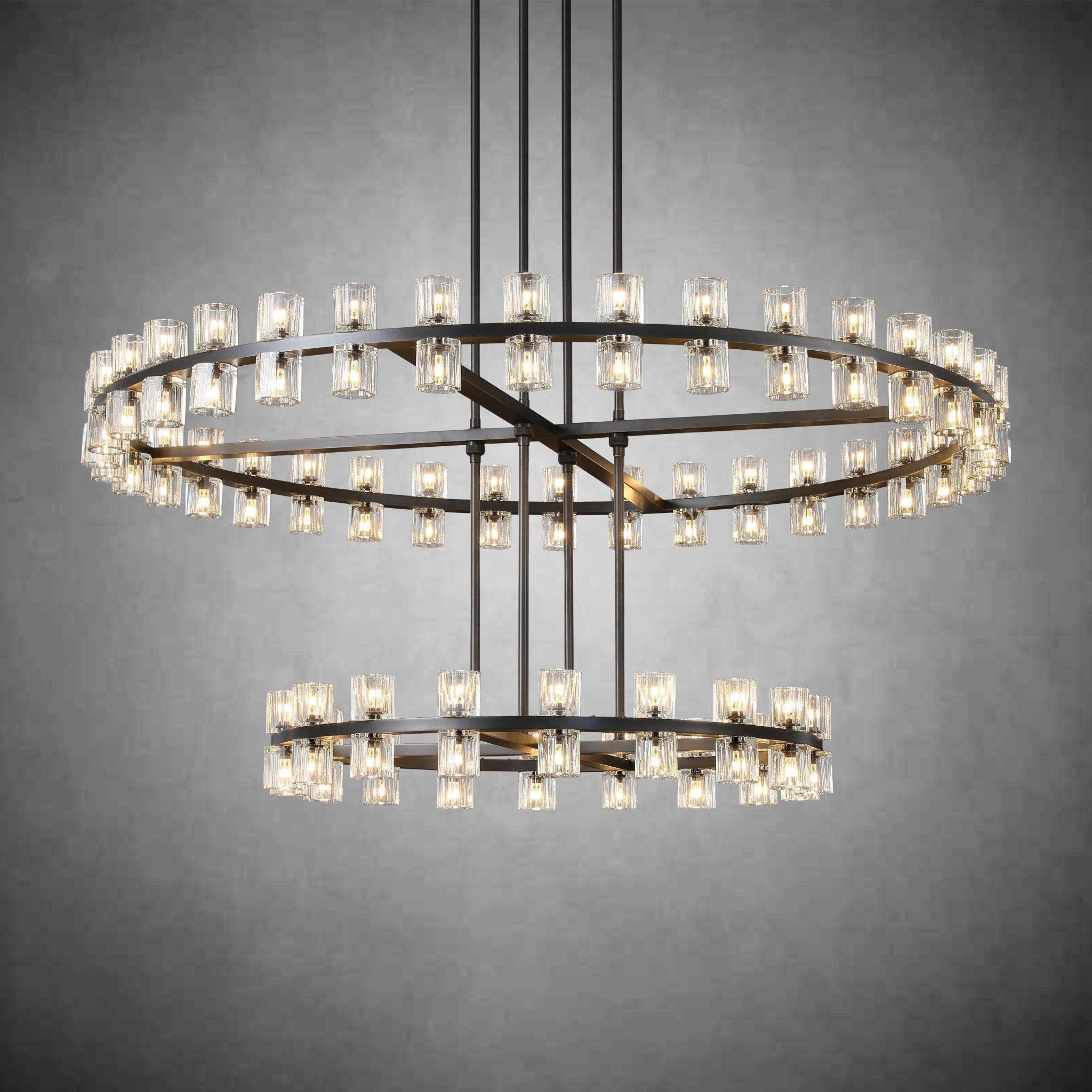 Arcachen Crystal 2-Tier Round Chandelier 60" - GILDLAMPS