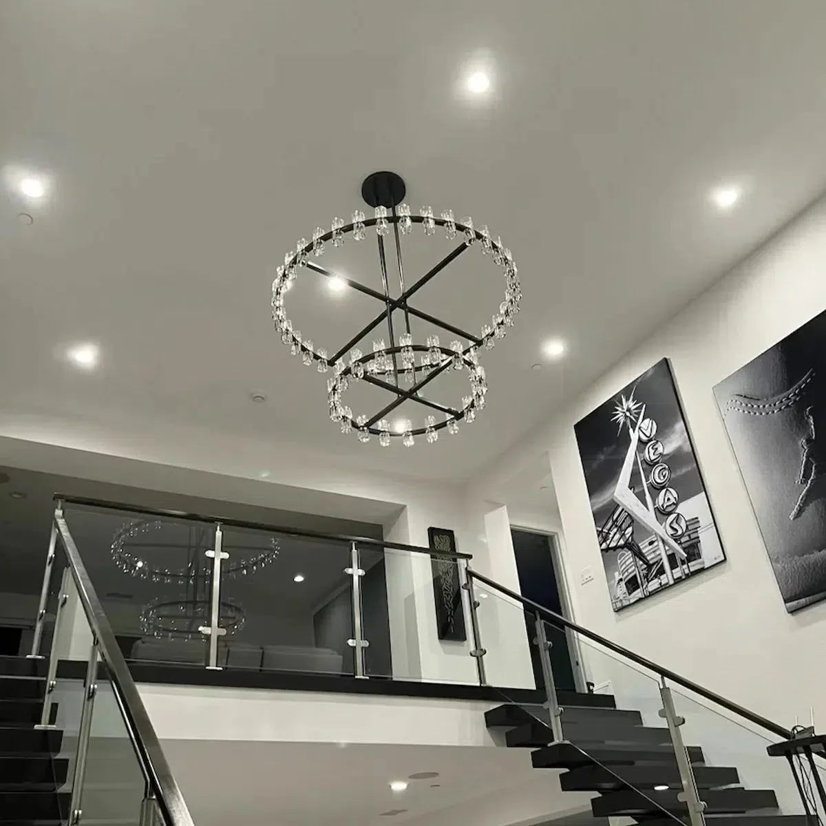 Arcachen Crystal 2-Tier Round Chandelier 60" - GILDLAMPS
