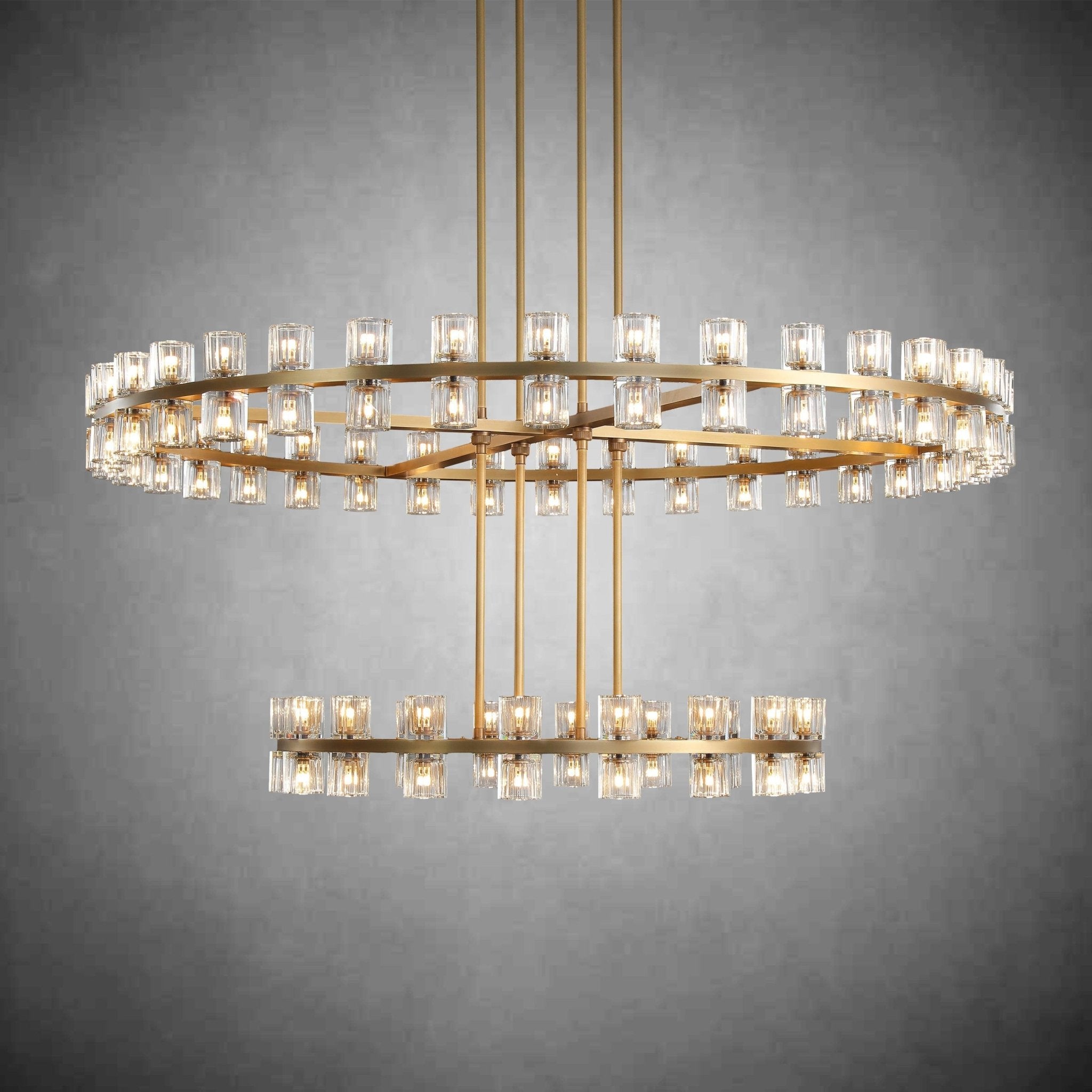 Arcachen Crystal 2-Tier Round Chandelier 60" - GILDLAMPS