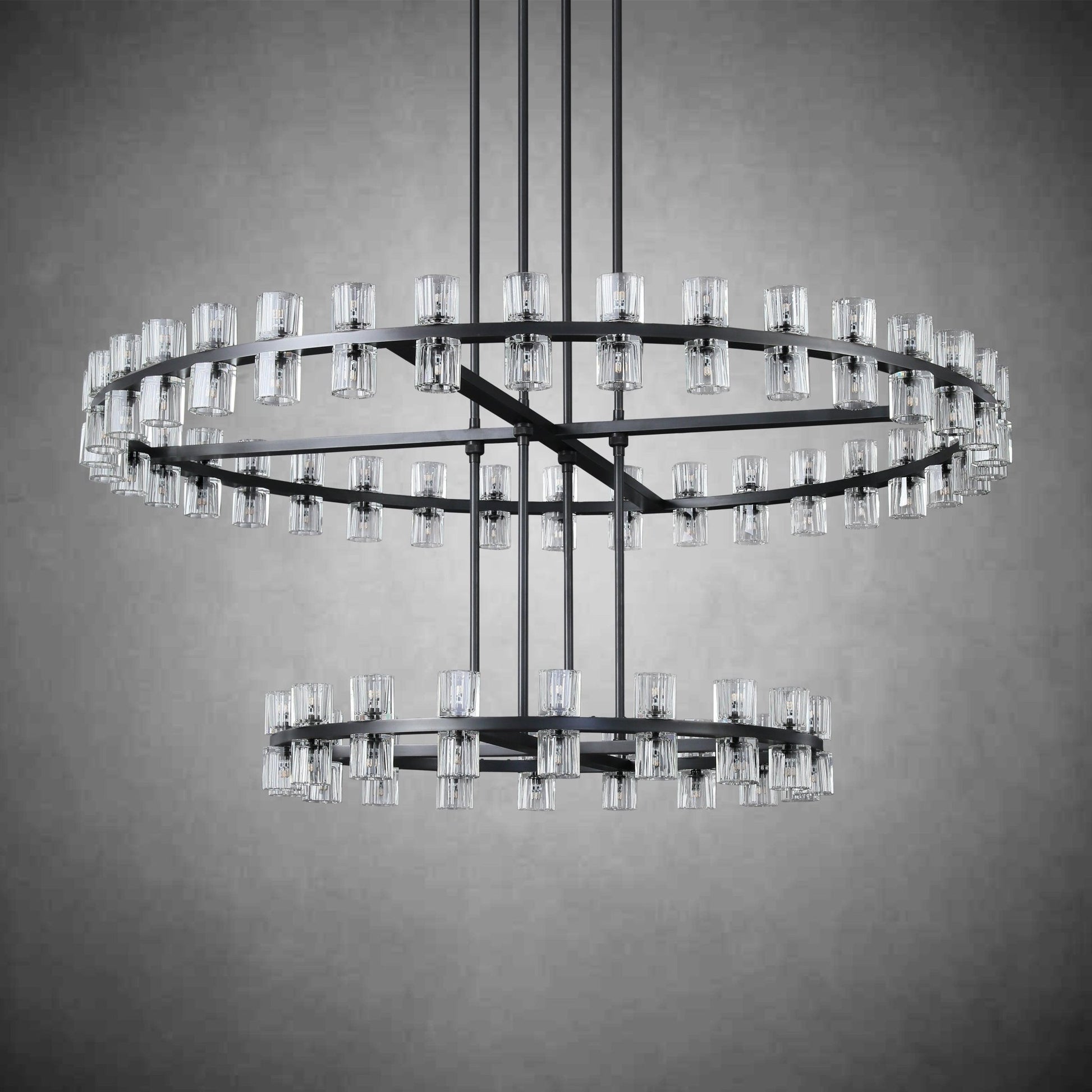 Arcachen Crystal 2-Tier Round Chandelier 60" - GILDLAMPS