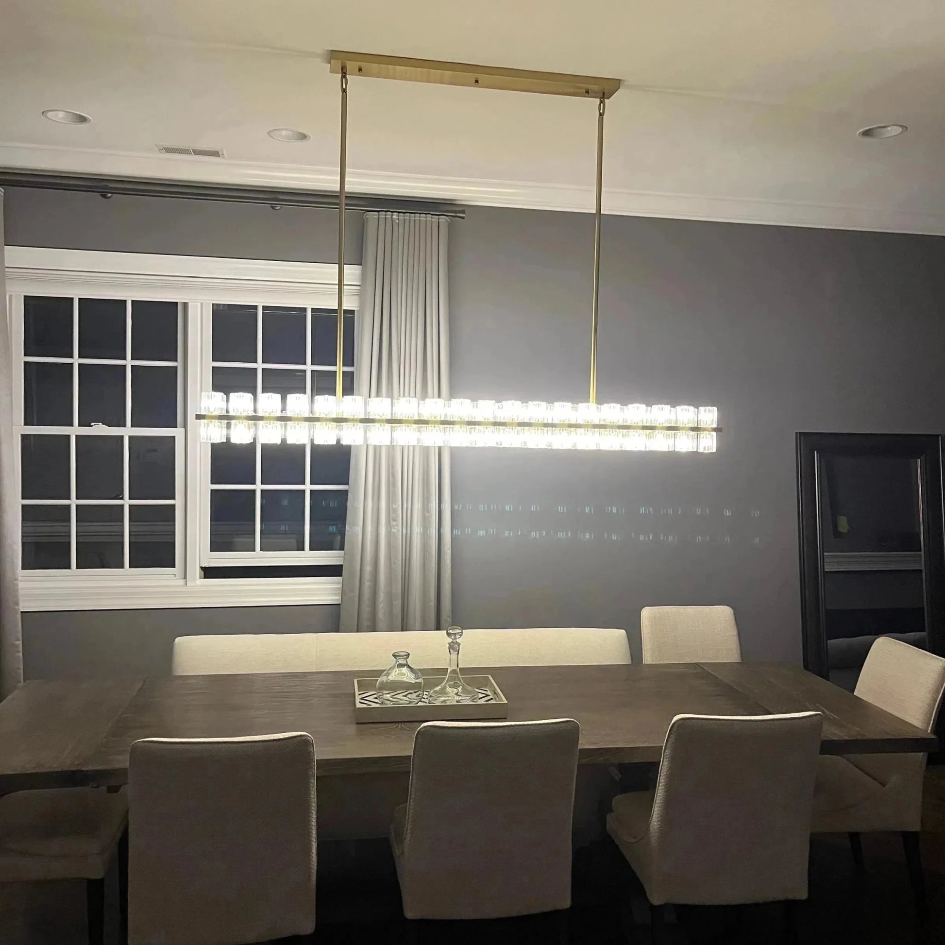 Arcachen Crystal Rectangular Chandelier 54" - GILDLAMPS