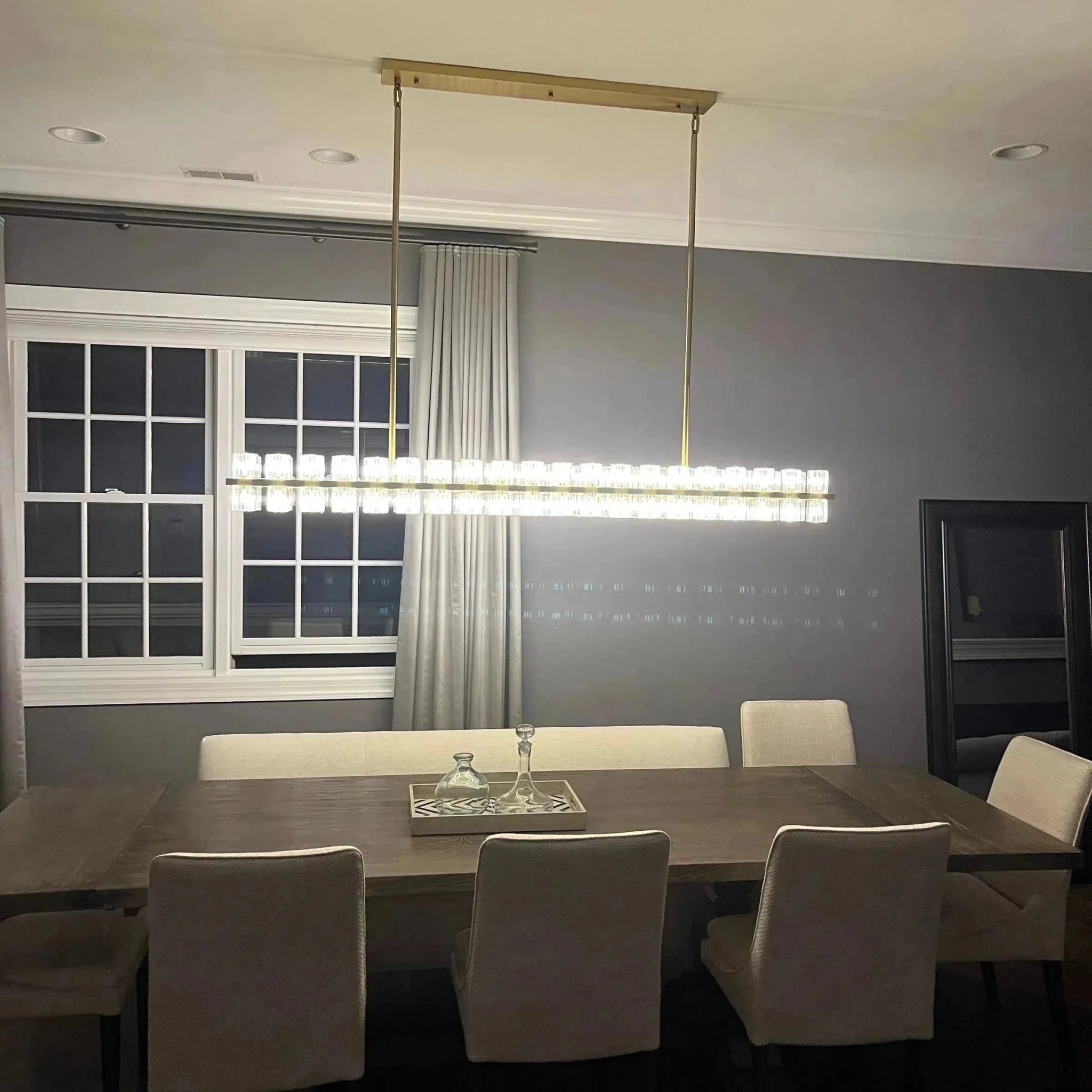 Arcachen Crystal Rectangular Chandelier 54" - GILDLAMPS