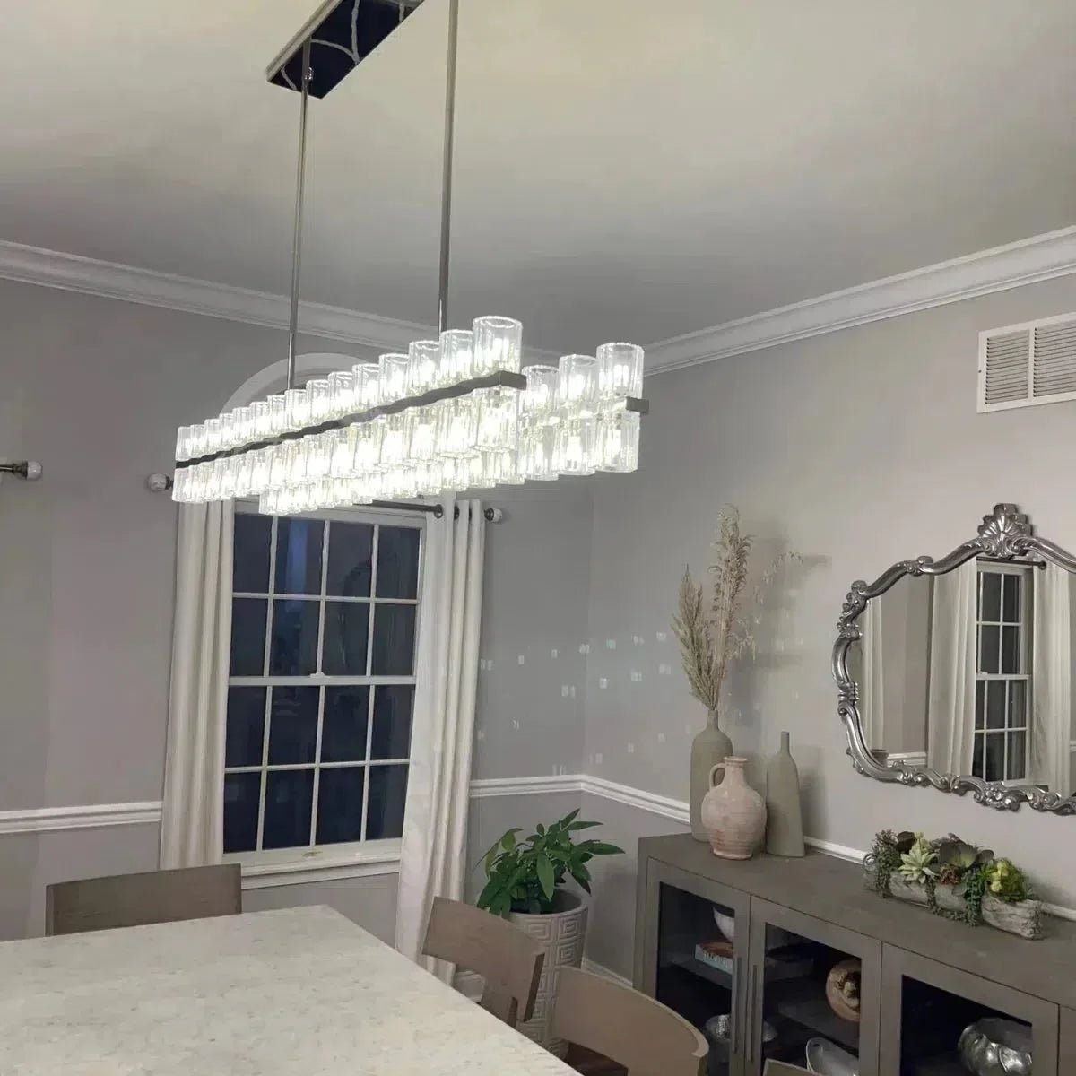 Arcachen Crystal Rectangular Chandelier 54" - GILDLAMPS