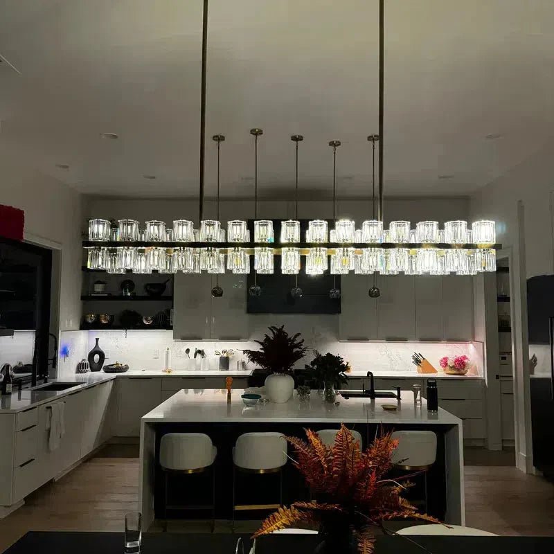 Arcachen Crystal Rectangular Chandelier 54" - GILDLAMPS