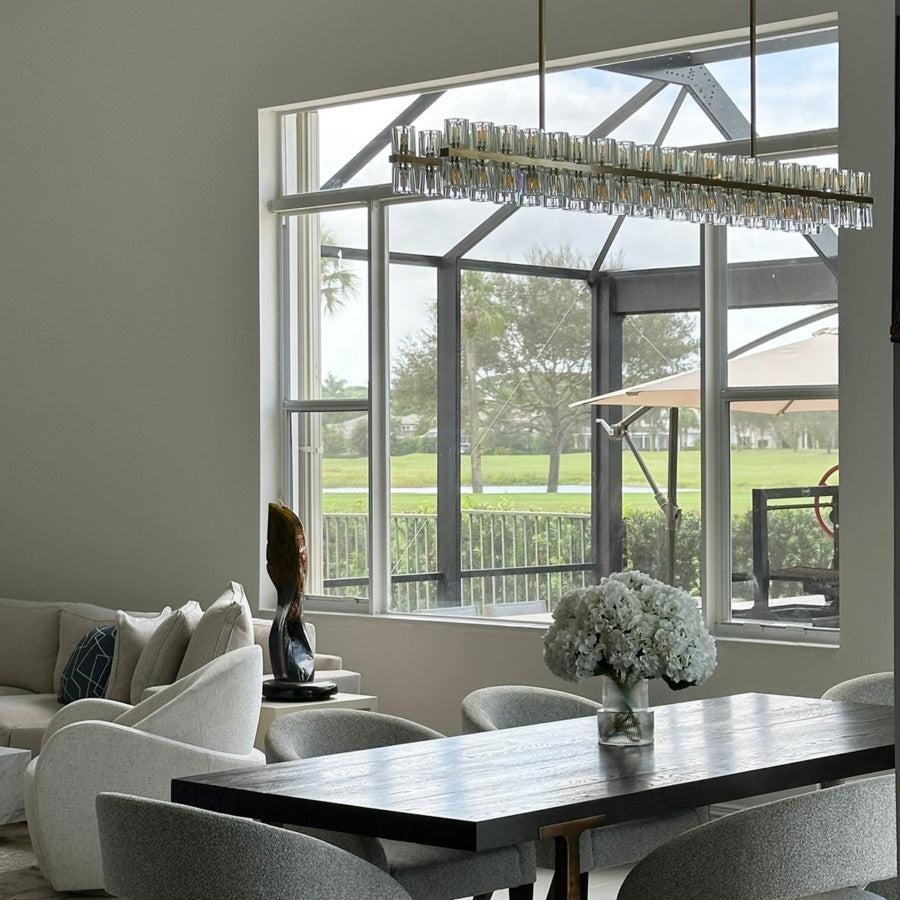 Arcachen Crystal Rectangular Chandelier 54" - GILDLAMPS