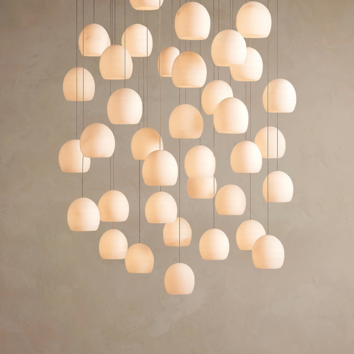 Arica Round Gold Chandelier with Natural Alabaster Stone Shades - GILDLAMPS
