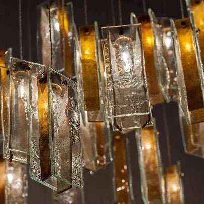 Art Design 1/25/60/84-Light Colorful Rectangle Cluster Glass Tile Pendant/Chandelier - GILDLAMPS