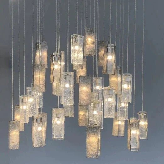 Art Design 1/25/60/84-Light Colorful Rectangle Cluster Glass Tile Pendant/Chandelier - GILDLAMPS