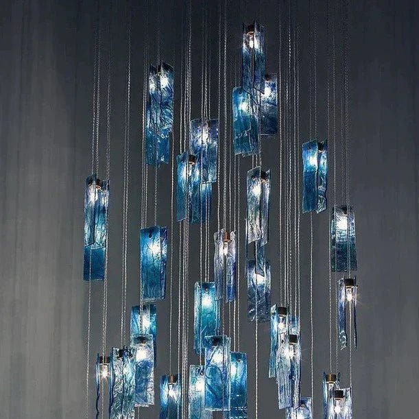 Art Design 1/25/60/84-Light Colorful Rectangle Cluster Glass Tile Pendant/Chandelier - GILDLAMPS