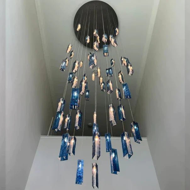 Art Design 1/25/60/84-Light Colorful Rectangle Cluster Glass Tile Pendant/Chandelier - GILDLAMPS