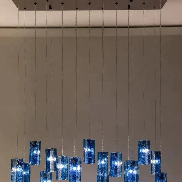 Art Design 1/25/60/84-Light Colorful Rectangle Cluster Glass Tile Pendant/Chandelier - GILDLAMPS