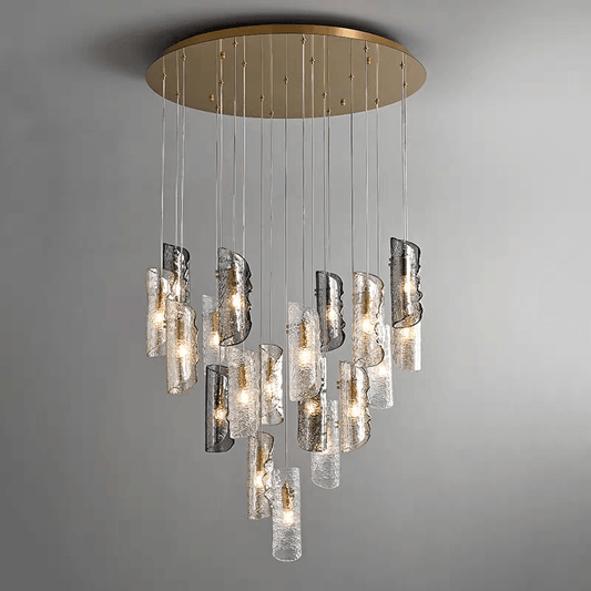 Artisan Textured Glass Shades Multi Light Chandelier by Aurorae Lighting - GILDLAMPS