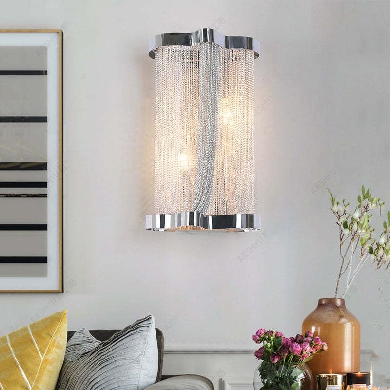 Ashley Aluminum Chain Tassel Wall Sconce - GILDLAMPS