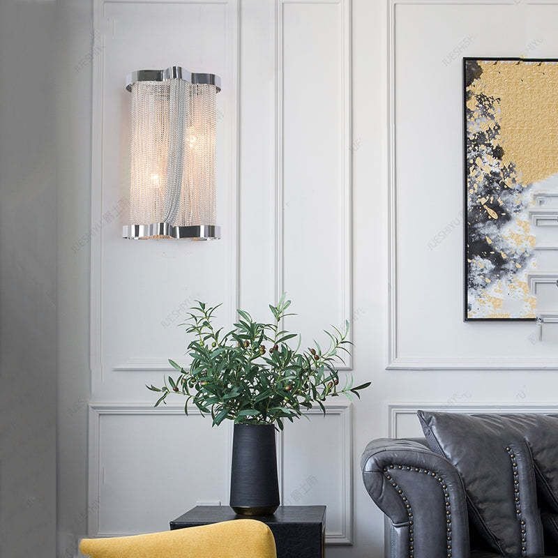Ashley Aluminum Chain Tassel Wall Sconce - GILDLAMPS