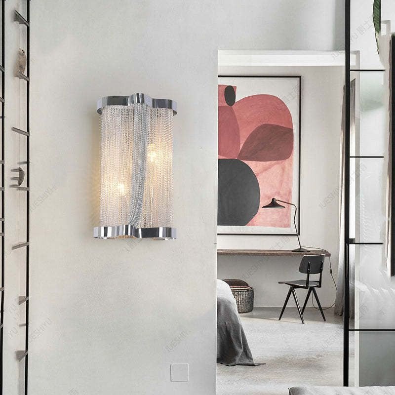 Ashley Aluminum Chain Tassel Wall Sconce - GILDLAMPS