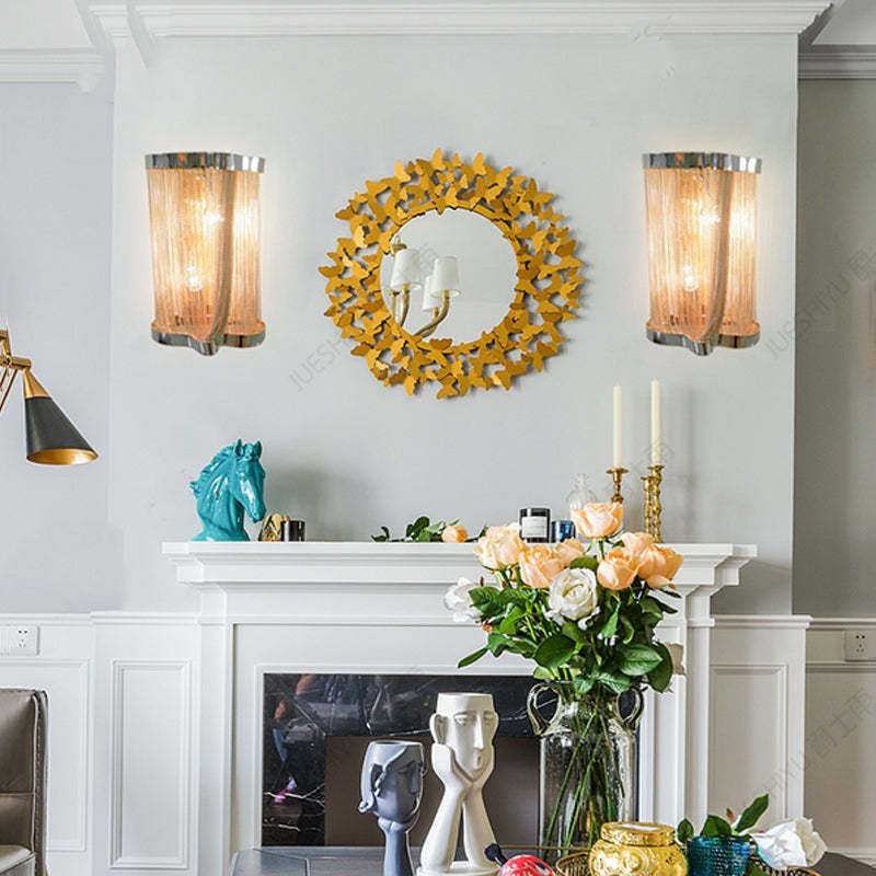Ashley Aluminum Chain Tassel Wall Sconce - GILDLAMPS