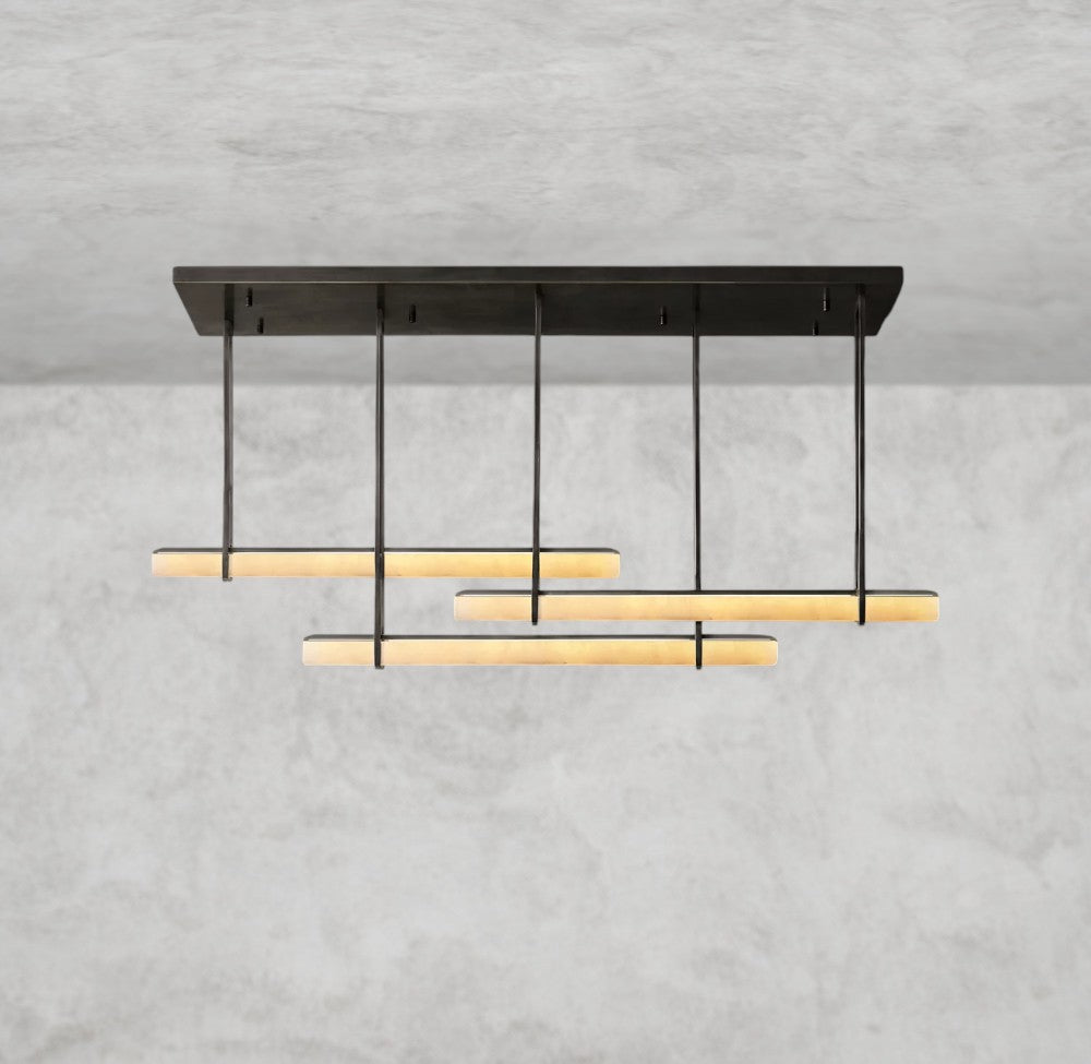 Audaben Alabaster Triple Bar Linear Chandelier - GILDLAMPS