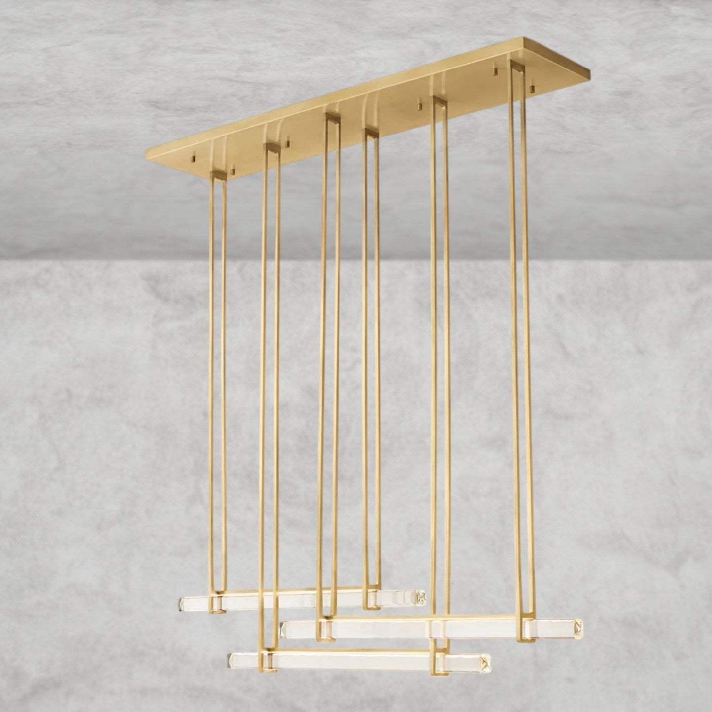 Audaben Crystal Triple Bar Linear Chandelier 60", 72" - GILDLAMPS