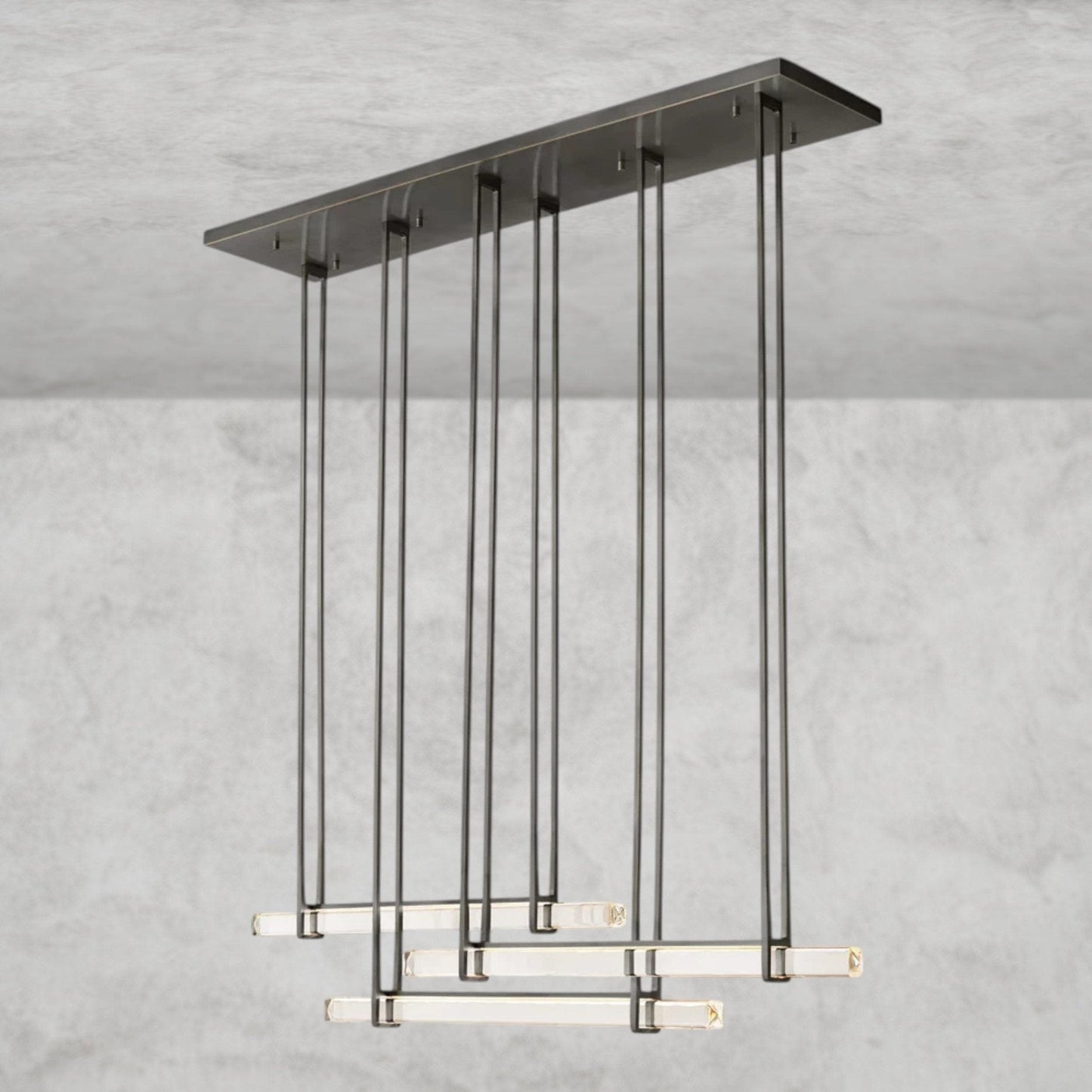 Audaben Crystal Triple Bar Linear Chandelier 60", 72" - GILDLAMPS