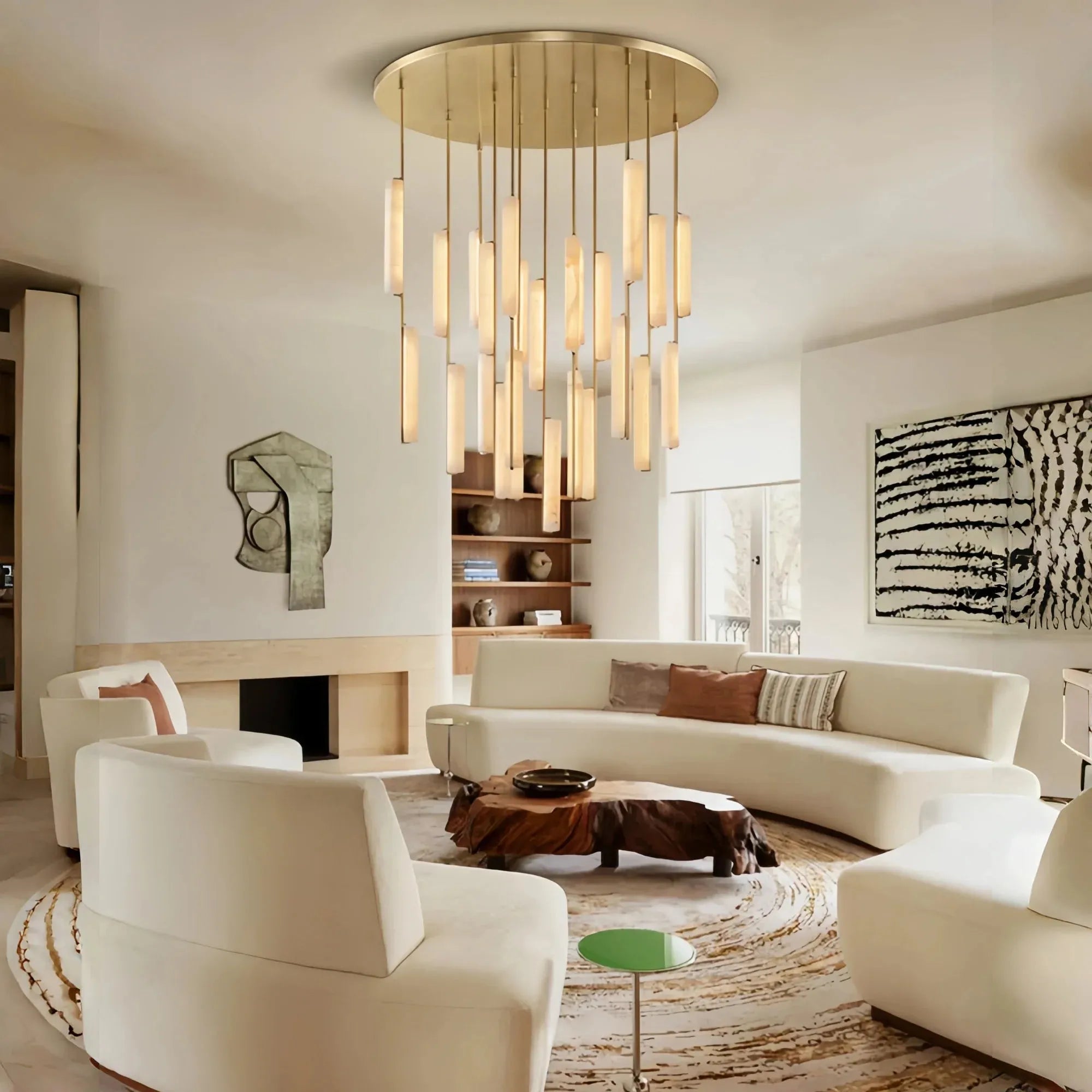 Auburn Alabaster Round Chandelier 24'' 40'' 56''