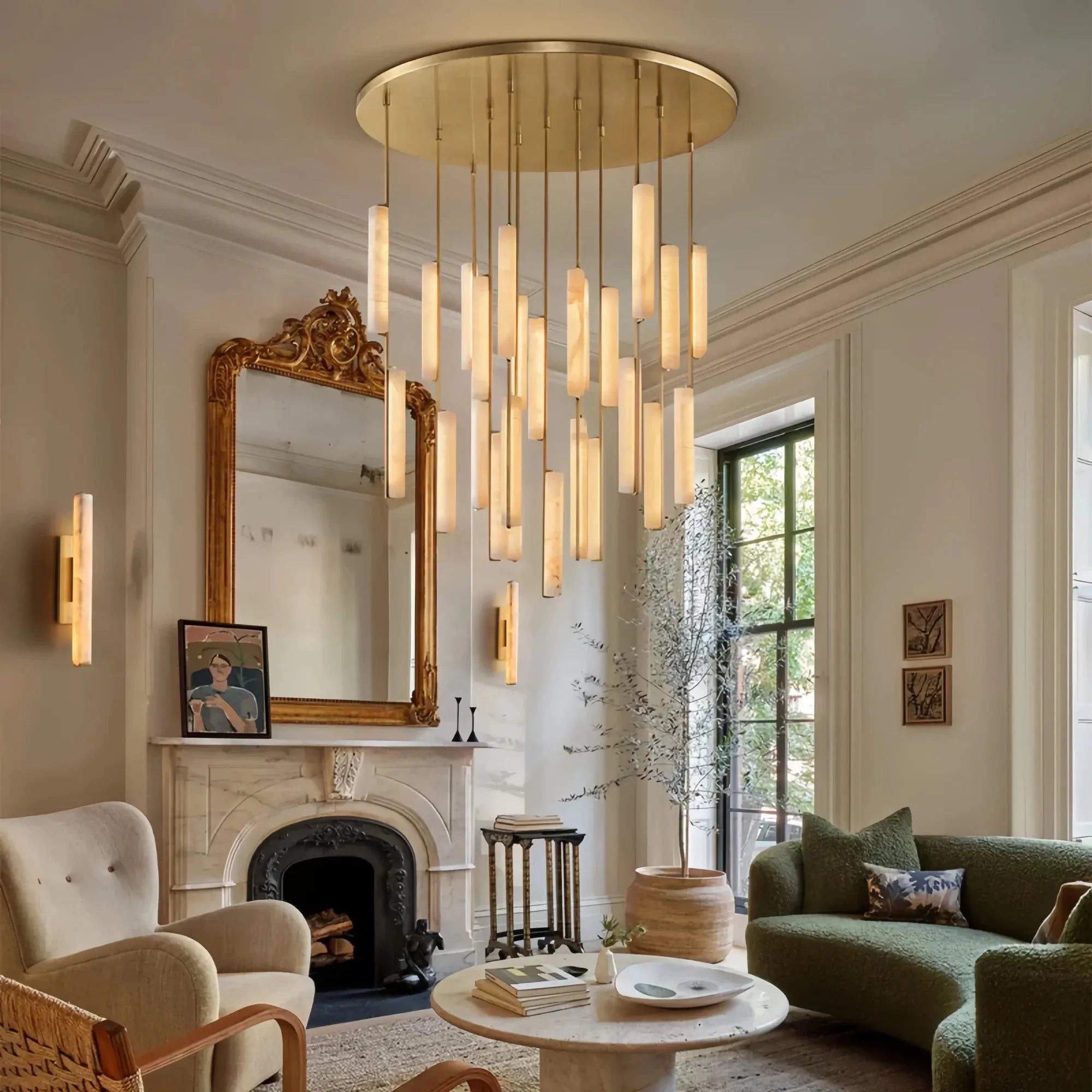 Auburn Alabaster Round Chandelier 24'' 40'' 56''