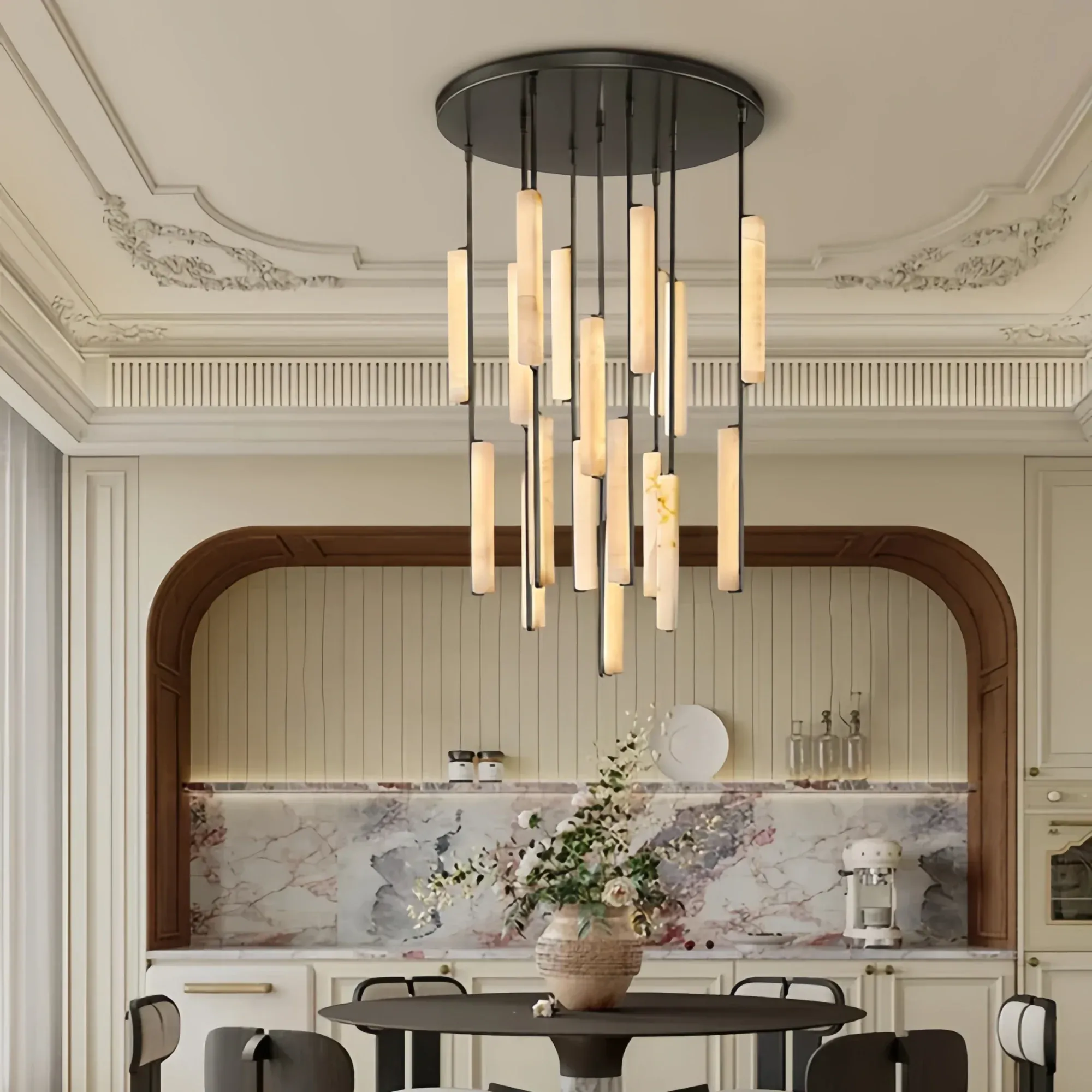 Auburn Alabaster Round Chandelier 24'' 40'' 56''
