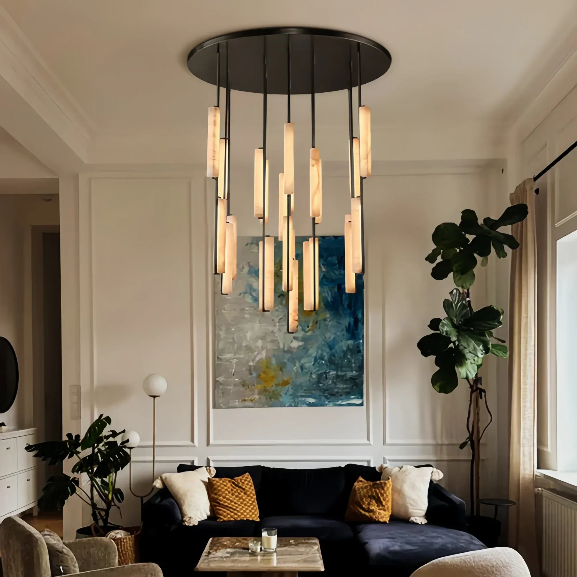 Auburn Alabaster Round Chandelier 24'' 40'' 56''