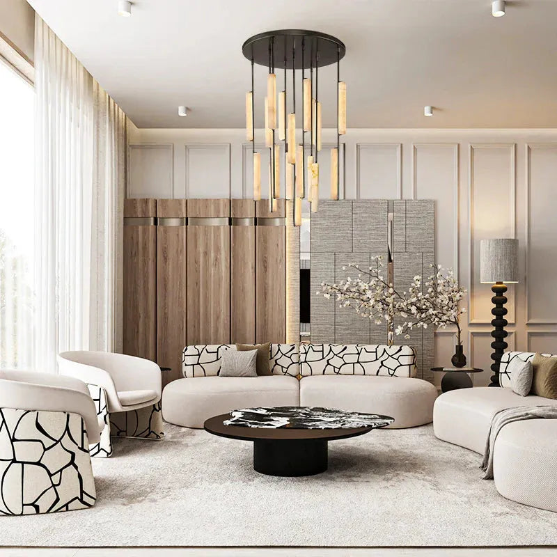 Auburn Alabaster Round Chandelier 24'' 40'' 56''