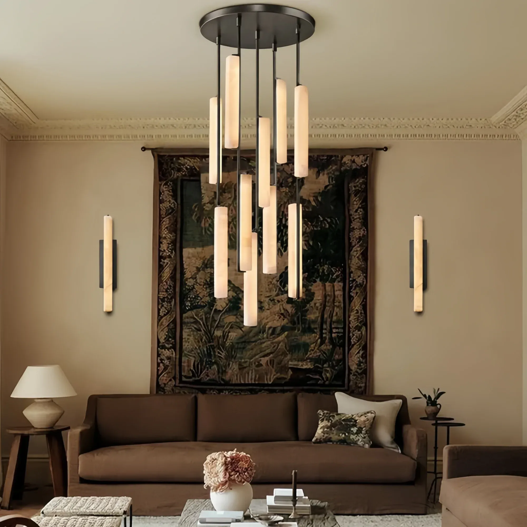 Auburn Alabaster Round Chandelier 24'' 40'' 56''