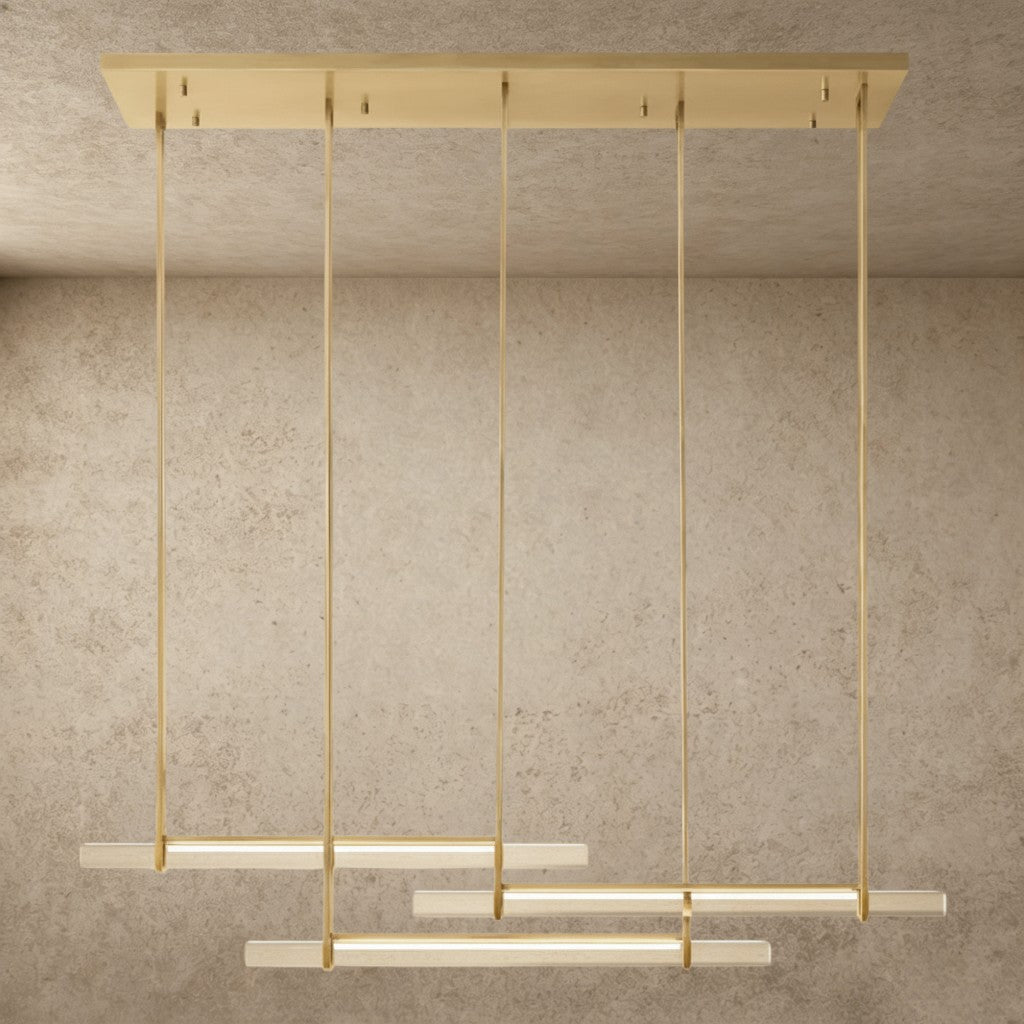 Audubon Crystal Triple Bar Linear Chandelier 60 inch, 72 inch
