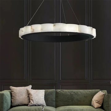 August Mordern Marble Round Chandelier Black - GILDLAMPS