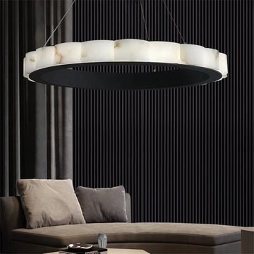 August Mordern Marble Round Chandelier Black - GILDLAMPS