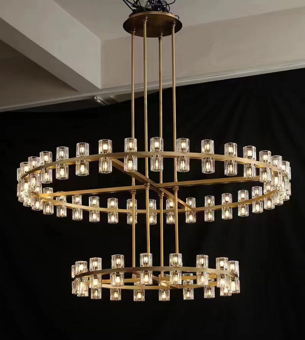 Avecho LED Round Two - Tier Chandelier 60" - GILDLAMPS