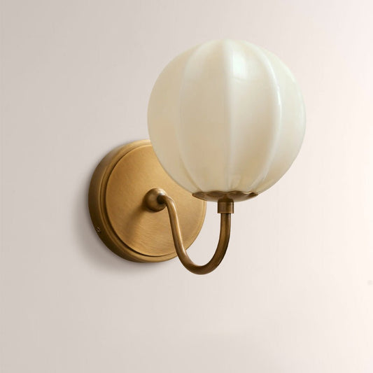 Aveline Gooseneck Ribbed Opal Glass Wall Sconce - GILDLAMPS