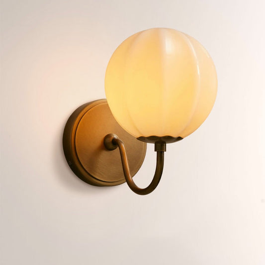 Aveline Gooseneck Ribbed Opal Glass Wall Sconce - GILDLAMPS
