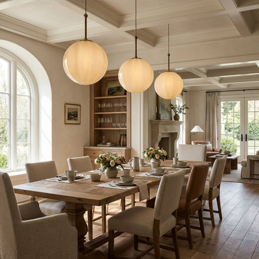 Aveline Ribbed Opal Glass Pendant - GILDLAMPS