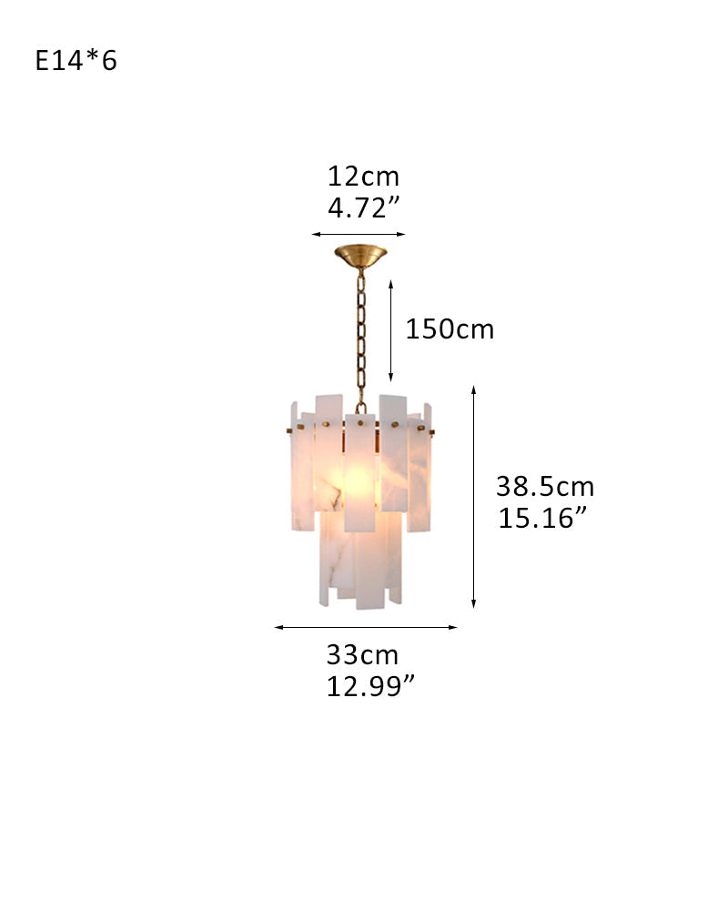 Tired Alabaster marble Cluster Chandelier 13 inch with adjustable chain