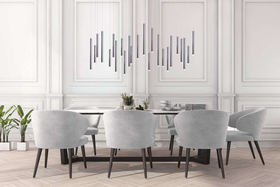 Bellini Rectangular Tri-Tone Tubular Pendant Light Chandelier - GILDLAMPS