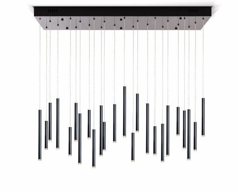 Bellini Rectangular Tri-Tone Tubular Pendant Light Chandelier - GILDLAMPS