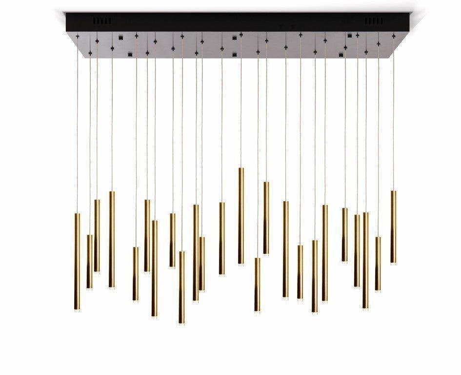 Bellini Rectangular Tri-Tone Tubular Pendant Light Chandelier - GILDLAMPS