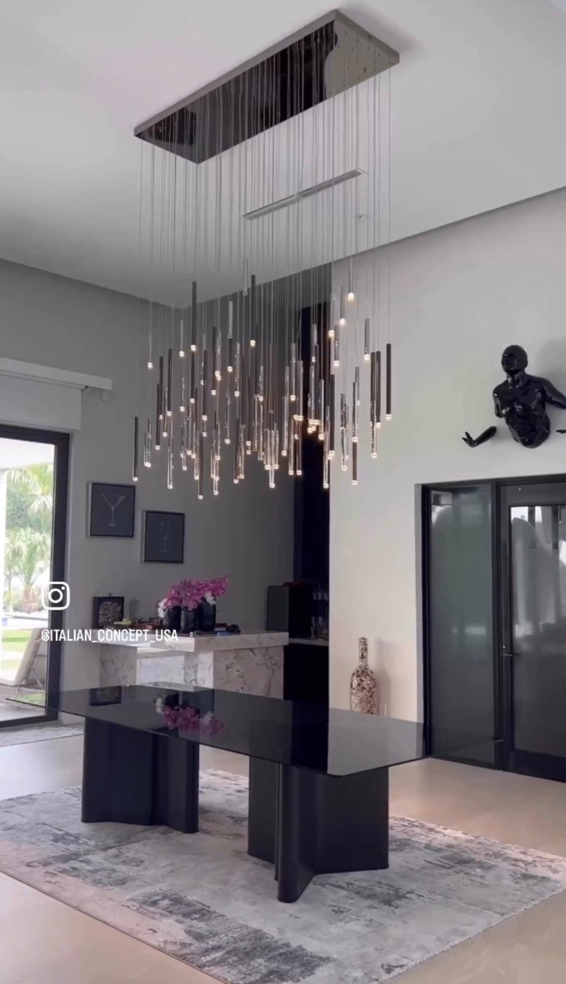 Bellini Rectangular Tubular Pendant Light Chandelier - GILDLAMPS