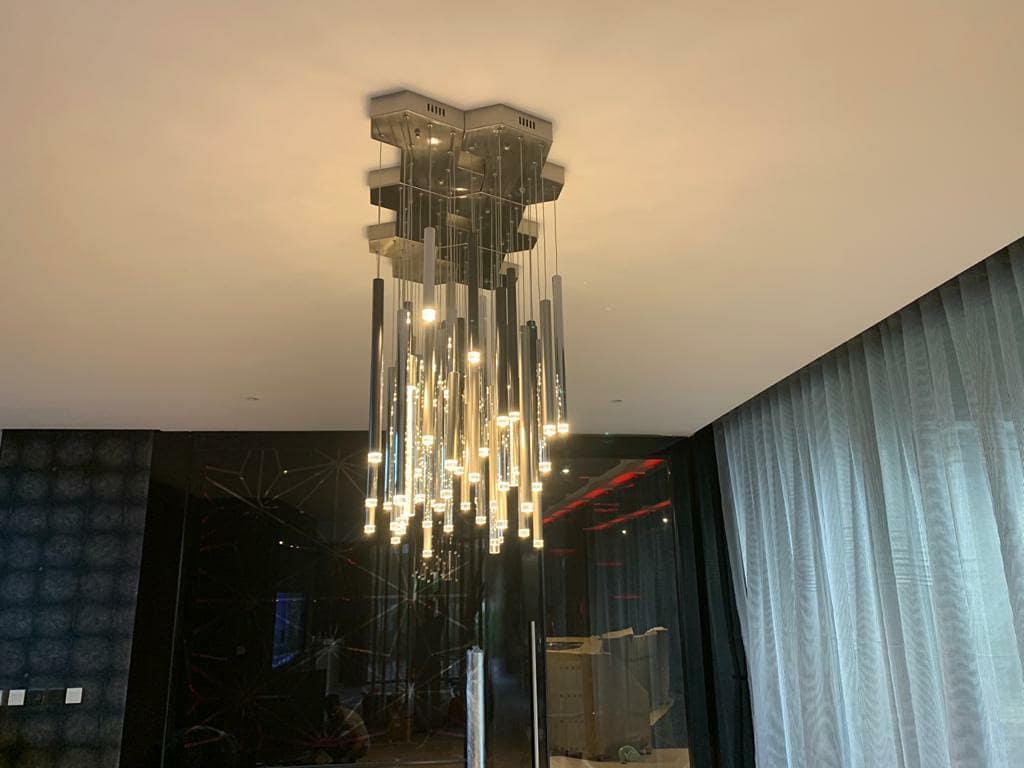 Bellini Round Two-Tone Tubular Pendant Light Chandelier - GILDLAMPS