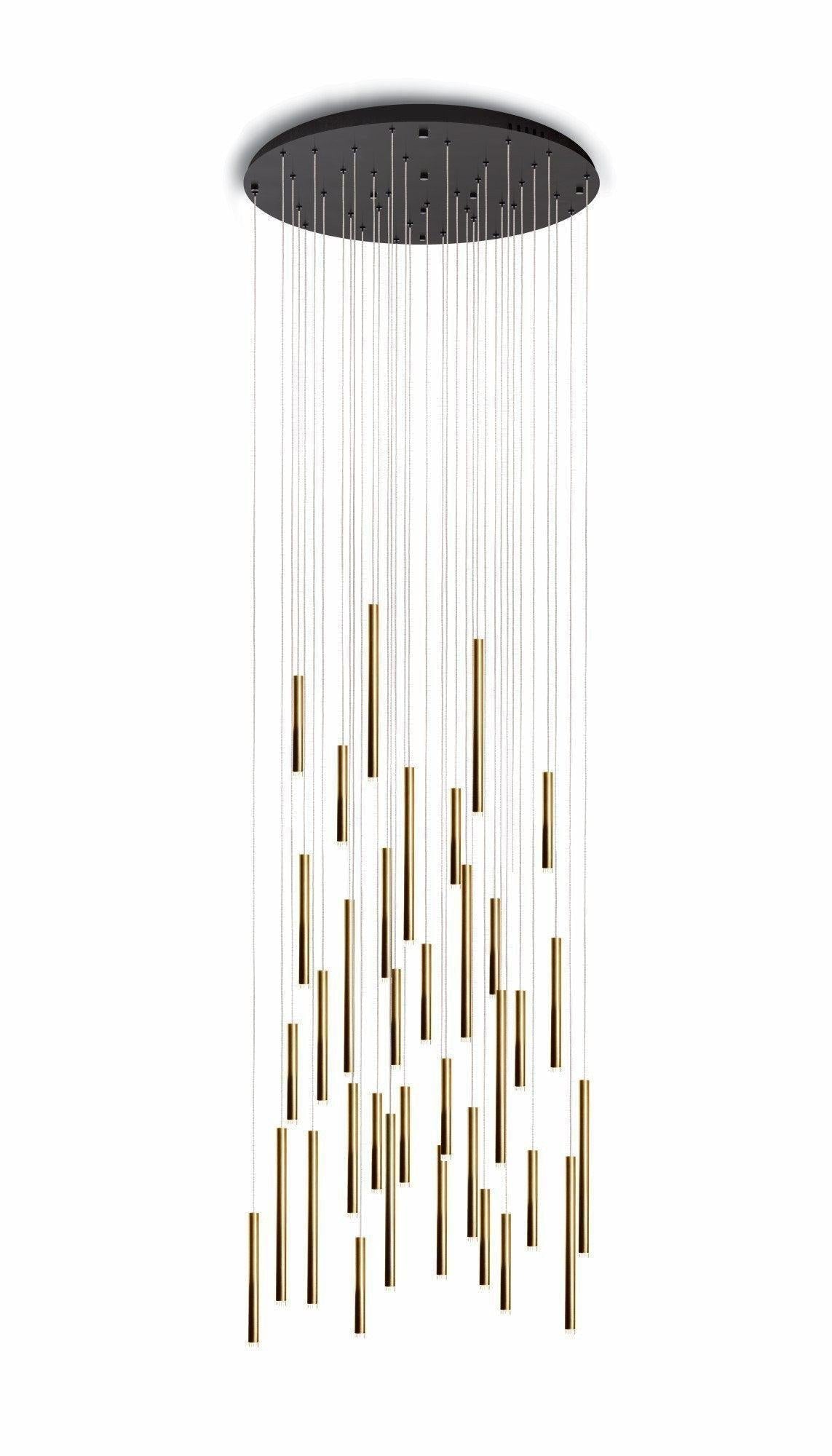 Bellini Round Two-Tone Tubular Pendant Light Chandelier - GILDLAMPS
