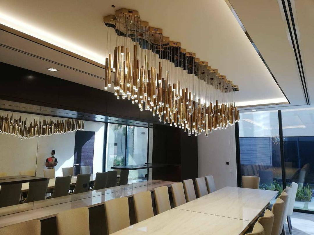Bellini Square Tri-Tone Tubular Pendant Light Chandelier - GILDLAMPS