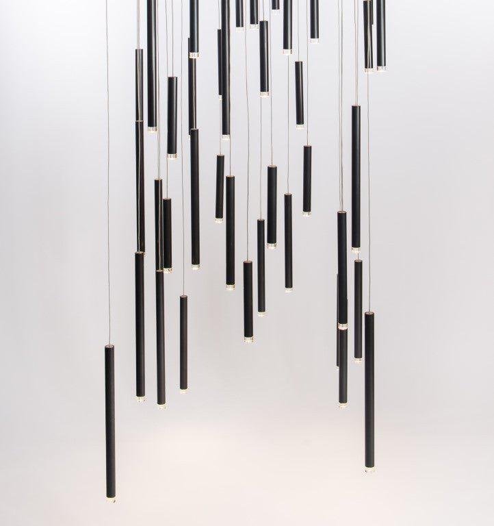 Bellini Square Tri-Tone Tubular Pendant Light Chandelier - GILDLAMPS
