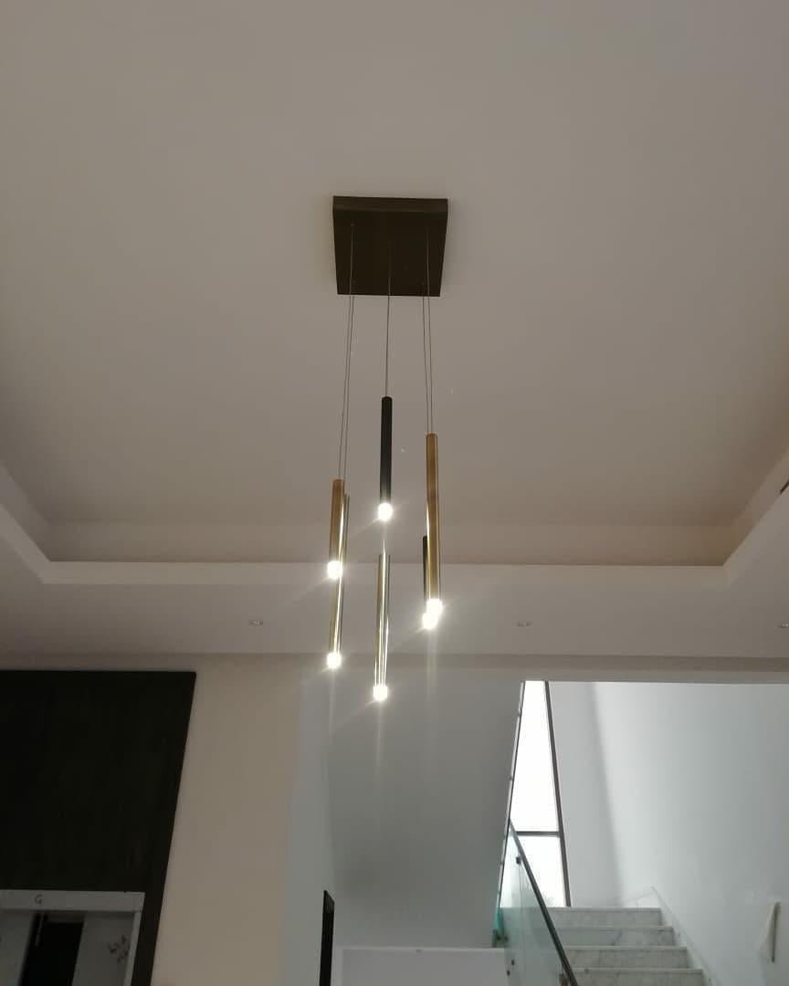 Bellini Square Tri-Tone Tubular Pendant Light Chandelier - GILDLAMPS