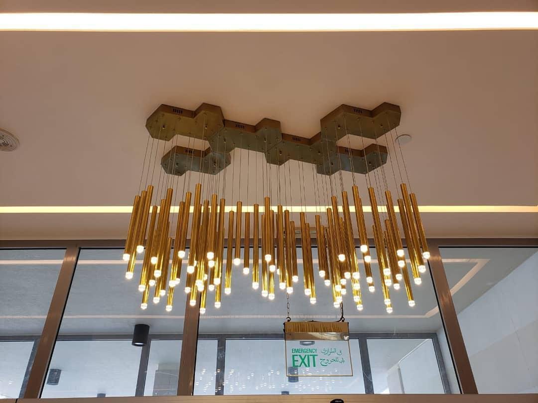 Bellini Square Tri-Tone Tubular Pendant Light Chandelier - GILDLAMPS